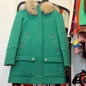Jcrew Italian Stadium Wool Women's Coat size 0 green